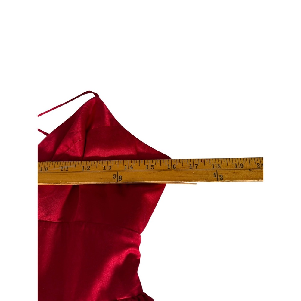 Forever 21 Red Silk Blend High Low Open Back Cocktail Dress M J05179D - Picture 5 of 13